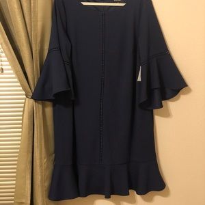 Navy Blue Bell Sleeve Dress NWT